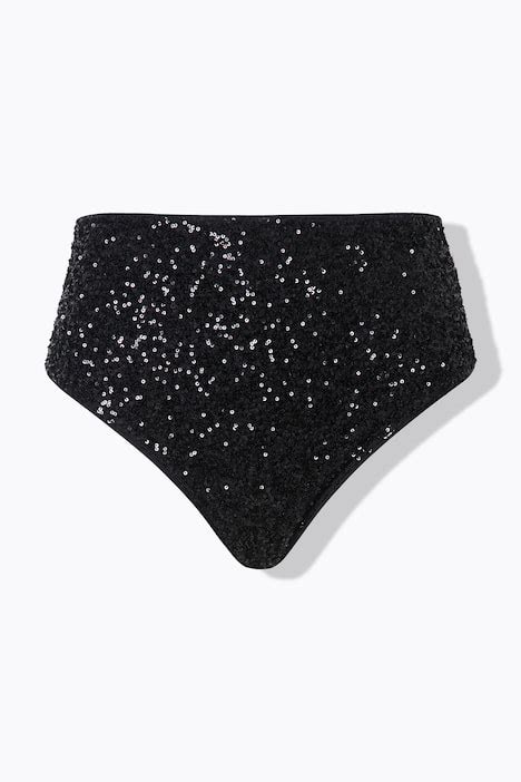 Bikini Slip HighWaist Pailletten Shaping Schwarz Ulla Popken