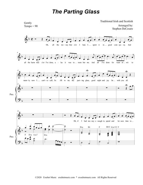 The Parting Glass For Vocal Solo Arr Stephen Decesare By Traditional Sheet Music For Piano