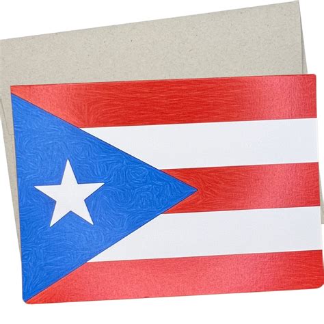 Puerto Rican Flag Card 1 Premium Quality Folded Card Blank Inside 5x7