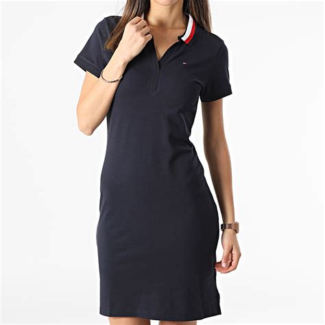 Tommy Hilfiger Robe Polo Manches Courtes Femme 3563 Bleu Marine