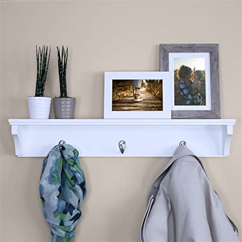 Ballucci Floating Coat Key And Hat Wall Shelf Rack Wood Entryway