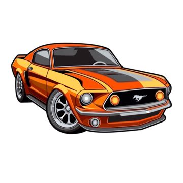 Mustang Clipart Cartoon Orange Mustang Coupe Vector, Orange Clipart ...