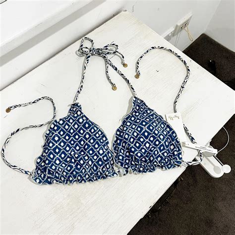 Tigerlily Vergara Elle Blue Triangle Bikini Top And Depop