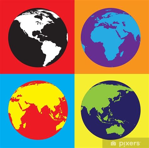 Poster Pop Art World Globes Pixershk