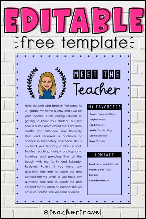 Meet The Teacher Letter Template Free - Printable Templates: Your Go-To ...