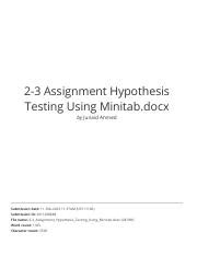 Assignment Hypothesis Testing Using Minitab Docx Pdf