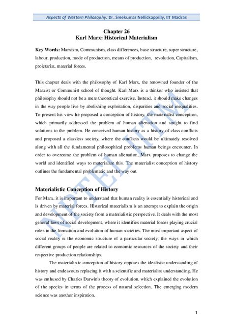 (PDF) Chapter 26 Karl Marx: Historical Materialism | ARUN KUMAR GIRI ...