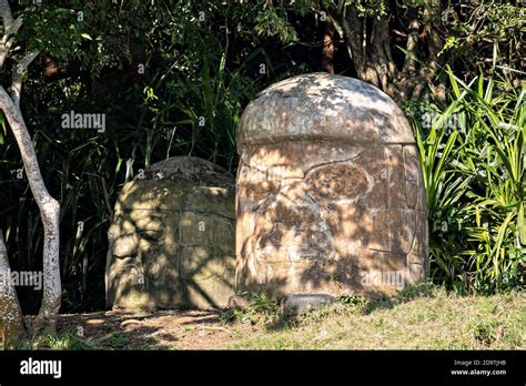 Imitation giant Olmec stone heads made for the Mel Gibson movie ...