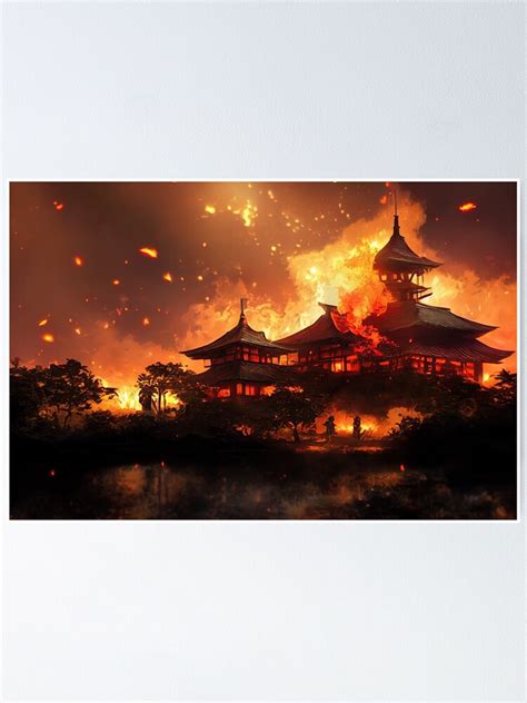 "Apocalyptic Japanese Temple Burning - 4K Wallpaper Landscape of ...