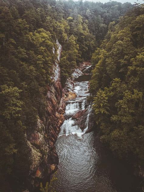 Stream Body Of Water Between Mountains Tallulah Falls Image Free Photo