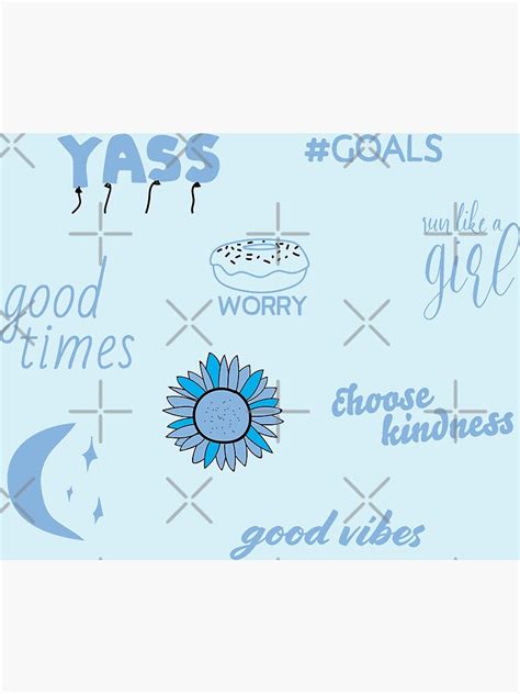 Cute Light Blue Sticker Pack Collection Of Hand Drawn Images And