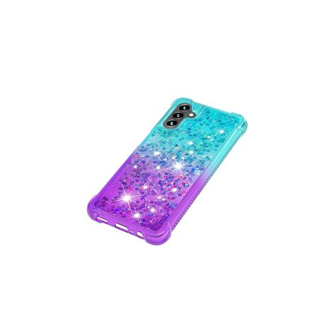 SKALO Samsung A04s 4G Kvicksand Glitter Hjärtan TPU skal Turkos Lila