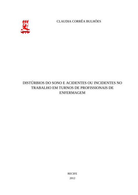 Pdf Dist Rbios Do Sono E Acidentes Ou Incidentes No Dist Rbios Do