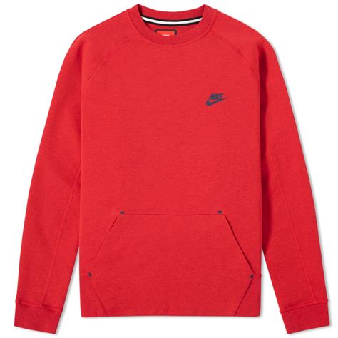 Nike Tech Fleece Crew Light University Red Heather End Gb