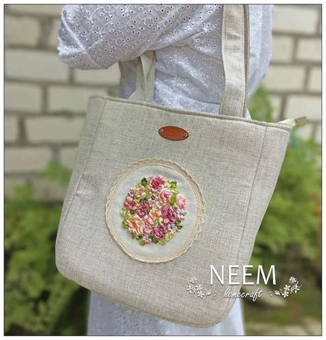 Neem Homecraft Instagram Tote Bag Sulam Pita Dengan Aksen Lace