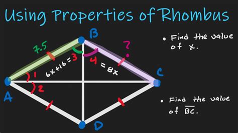 Using Properties Of Rhombus How To Solve For Angles And Sides YouTube