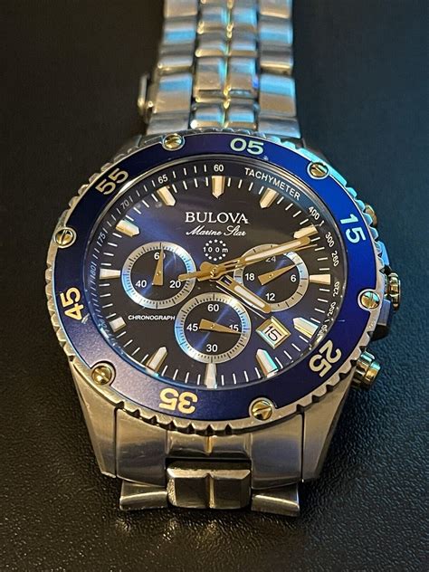 Mavin Bulova Marine Star B Chrono Stainless Steel Silver Blue