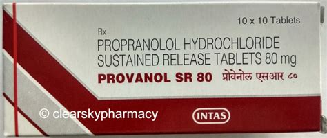 Provanol SR 40 Mg 60 Mg 80 Mg Propranolol Hydrochloride Sustained