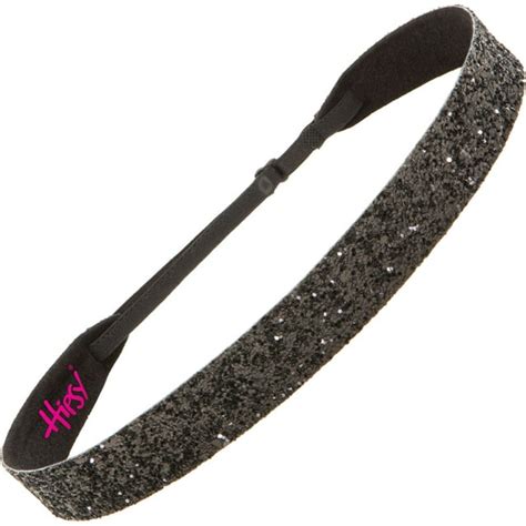 Hipsy Womens Adjustable No Slip Wide Bling Glitter Headband Black