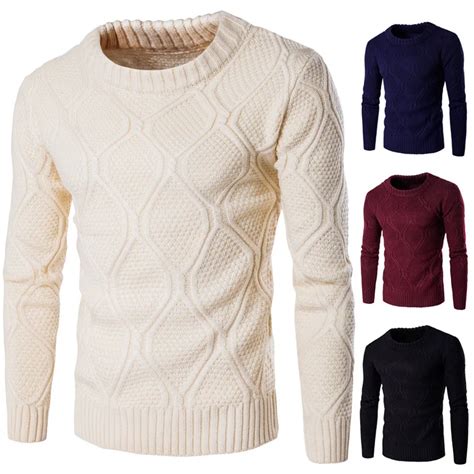 Mens Winter Sweater Sweater Knit Sweater Color Thick Warm Winter Mens Sweater In Pullovers