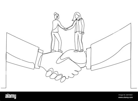 Cartoon Of Businesswoman Shaking Hands And Making Deal Standing On