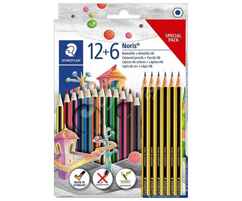 Noris staedtler Pack de 12 lápices de colores más 6 lápices de grafito