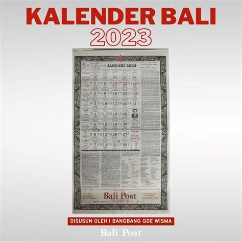 Jual Kalender Bali 2023 I Bangbang Gde Wisma Kalender Bali Dinding Shopee Indonesia