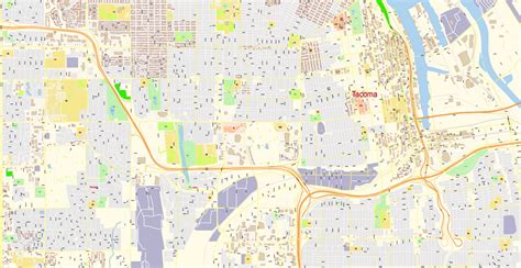 Tacoma Washington Map Vector Exact City Plan Detailed Street Map