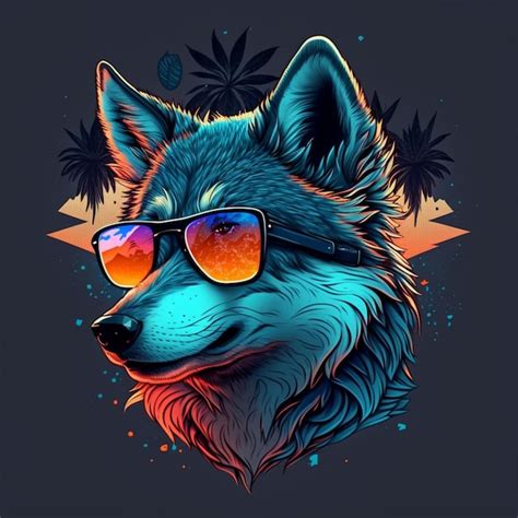 Premium Ai Image Illustration Of A Adorable Wolf Wearing Sunglasses