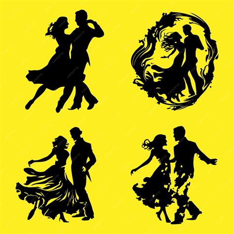 Premium Vector Silhouettes Of Couple Dancing People Group Vector