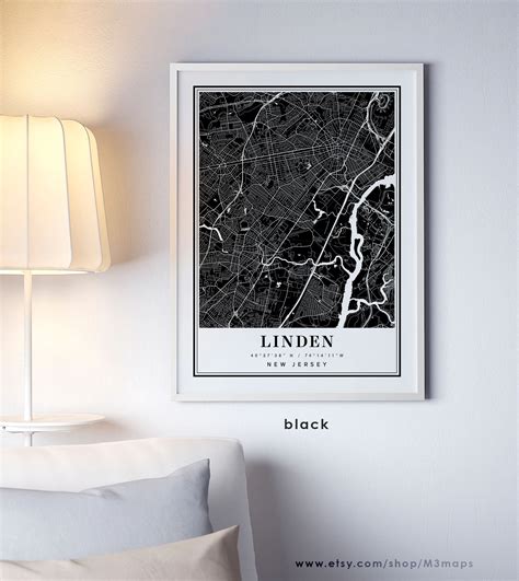 Linden New Jersey Map Linden NJ Map Linden City Map Linden - Etsy