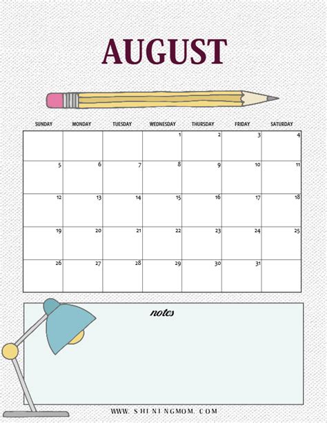 Printable August Calendars