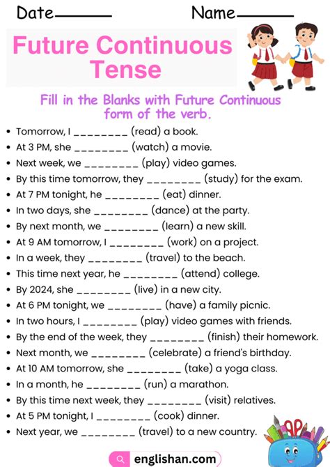 Future Continuous Tense Worksheets And Exercises With Answers