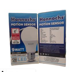 Promo Hannochs Lampu Bohlam LED Motion Sensor Sensor Gerak 9W Cahaya