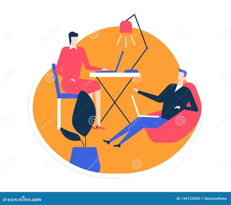 Coworking Space Flat Design Style Colorful Illustration Stock Vector