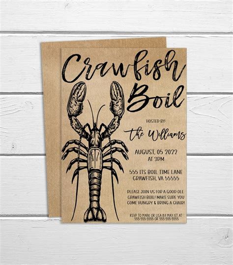 Crawfish Boil Invitation Editable Seafood Crawfish Boil Party Any