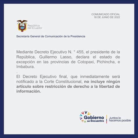 Comunicaci N Ecuador On Twitter Comunicado Oficial Mediante Decreto