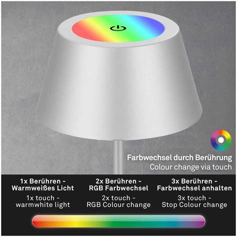 Brilo Akku Tischleuchte Rgb Chrom Matt X Led W Lm Kaufen