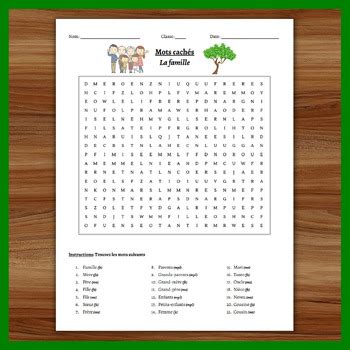 Mots Cach S La Famille Vocab French Word Search Activity Sheet