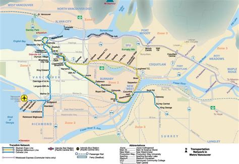 Metro vancouver map - Vancouver underground map (British Columbia - Canada)