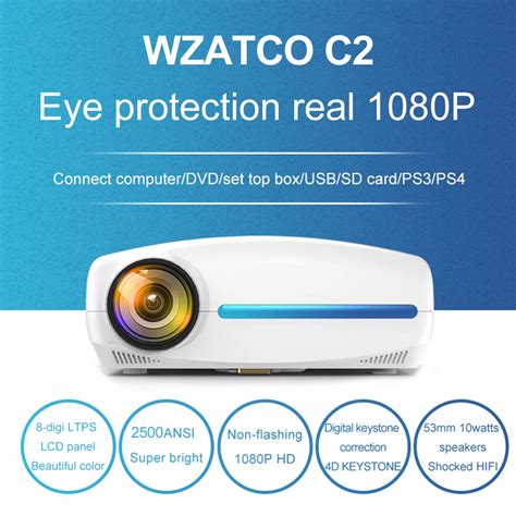 WZATCO C2 1920*1080P Full HD 200inch AC3 4D keystone LED Projector ...