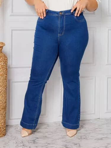 Cal A Feminina Jeans Flare Plus Size Levanta Bumbum Premium