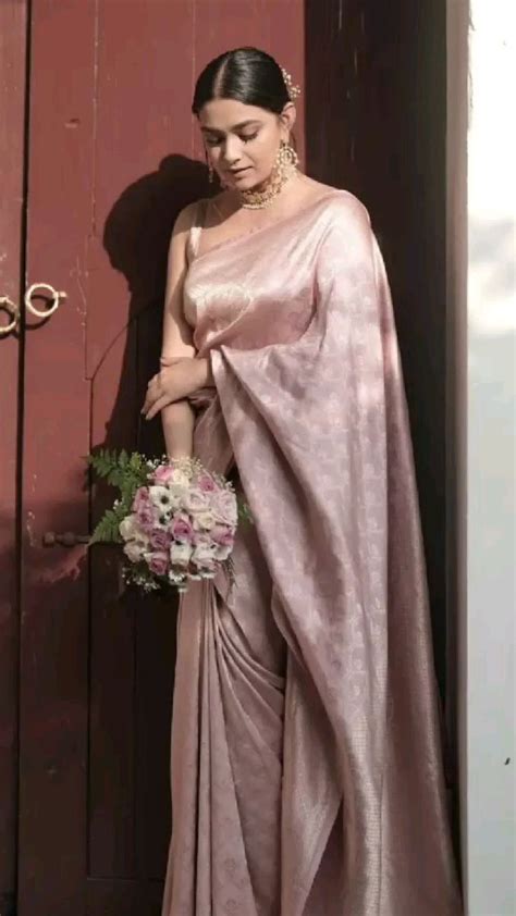 Keerthy Suresh Wearing A Metallic Pink Saree For Maid Of Honor Duties