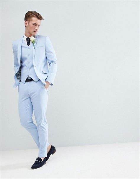 Asos Wedding Skinny Suit In Kentucky Blue Men Stylish Dress Skinny