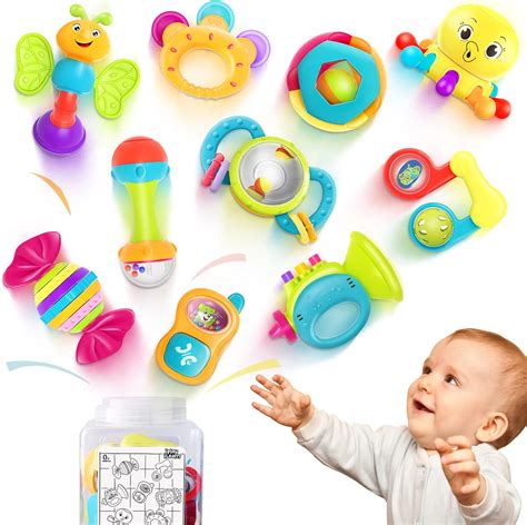 Iplay Ilearn 10pcs Baby Rattles Toys Set Infant Grab N Shake Rattle