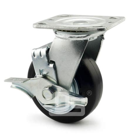 Rubber Tread Cast Iron Core Swivel Casters With Brake - DASHICASTER