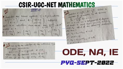 CSIR UGC NET MATHEMATICS 2022 SEPT ODE NA IE Csirnet Mathematics