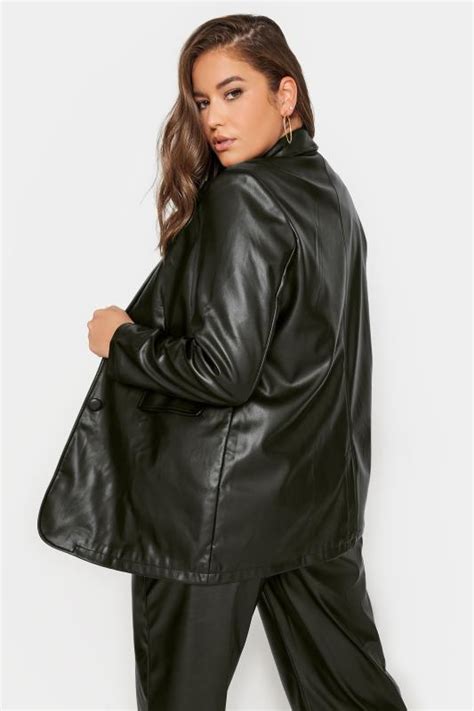 Yours Plus Size Black Faux Leather Blazer Yours Clothing