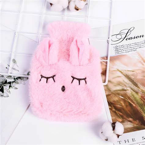HOT Cute Rabbit Hot Water Bottle Bag For Girls Plush Shoulder Hand Warmer Heat Pack Warm Belly