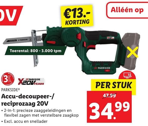 Parkside Accu Decoupeer Reciprozaag V Aanbieding Bij Lidl